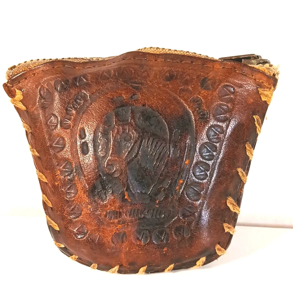 Vintage Hand-Tooled Leather Costa Rica Equesterine Coin Purse
